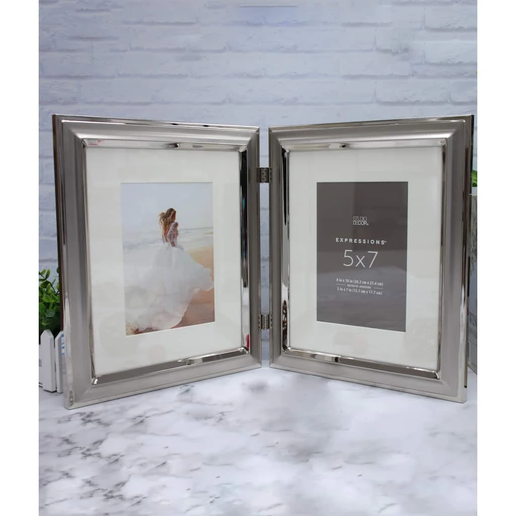 Discount β 2 Opening Silver Hinged 5" x 7" Frame with Mat, Expressions™ by Studio Décor® by Studio Decor π 3 Discount β 2 Opening Silver Hinged 5" x 7" Frame with Mat, Expressions™ by Studio Décor® by Studio Decor π - Image 3
