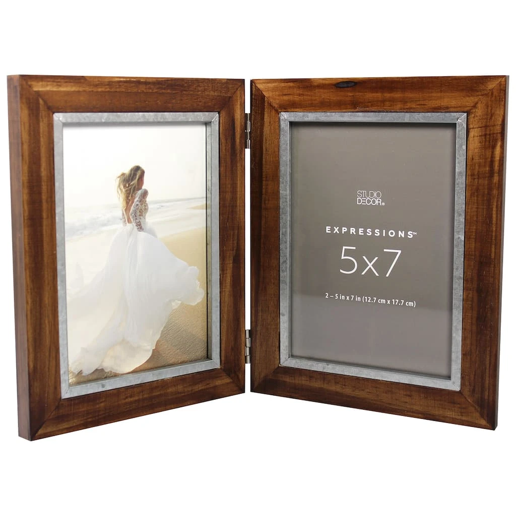 Discount 𧨠12 Pack: 2 Opening Walnut & Silver 5" x 7" Hinged Frame, Expressions™ by Studio Décor® by Studio Decor β 3 Discount 𧨠12 Pack: 2 Opening Walnut & Silver 5" x 7" Hinged Frame, Expressions™ by Studio Décor® by Studio Decor β - Image 3