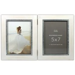 Discount π 12 Pack: 2 Opening White & Silver 5" x 7" Hinged Frame, Expressions™ by Studio Décor® by Studio Decor π§¨