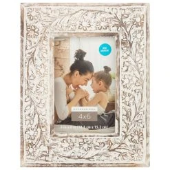 Brand new ❤️ Brown & White Floral 4" x 6" Frame, Expressions™ by Studio Décor® by Studio Decor ✔️