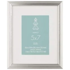 Best Pirce 👍 Silver Narrow 5" x 7" with Mat Frame, Aspect by Studio Décor® by Studio Decor ⭐
