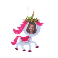 Hot Sale 😀 Felt Unicorn 2.5" x 2.5" Ornament Frame, Christmas by Studio Décor® by Studio Decor 🤩
